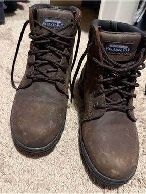 Skechers Men's Dark Brown Relaxed Fit Lace-Up Steel Toe Work Boot